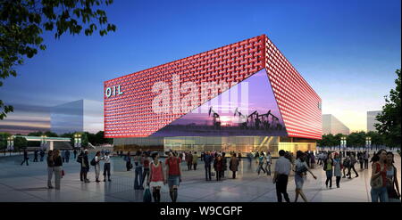 Cette image générée par ordinateur publié dans Shanghai, Chine, le lundi, 20 avril 2009, présente le pavillon d'huile à l'Exposition Universelle 2010 de Shanghai. Le Chi Banque D'Images