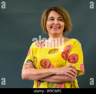 Édimbourg, Écosse, Royaume-Uni, 13 août 2019. Edinburgh International Book Festival. Photo : Karen Campbell, un écrivain écossais de la fiction contemporaine, parle de son nouveau roman Le son de l'heures à la fête du livre Banque D'Images