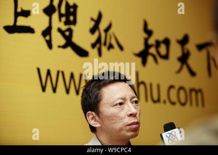 Charles Zhang (Zhang Chaoyang, président-directeur général de sohu.com, est interviewé au cours de la Conférence 2009 de l'Internet de la Chine à Beijing, Chine, le lundi 2 No Banque D'Images