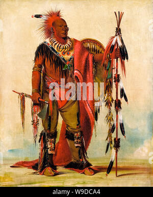 George Catlin, Kee-o-kúk, Fox, chef de la tribu, portrait, 1835 Banque D'Images