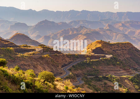 Paysage à couper le souffle vue dans le parc national des montagnes du Simien, Ethiopie Banque D'Images