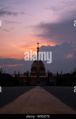 Allumé Rashtrapati Bhavan, Accueil officiel du président dans la région de Delhi, Inde Banque D'Images