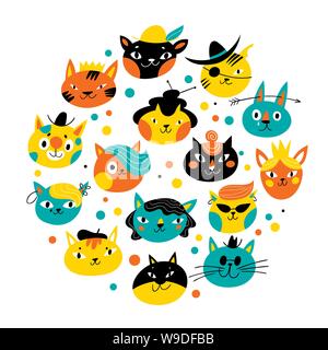 Vecteur conception mignonne avec des personnages de chats Illustration de Vecteur