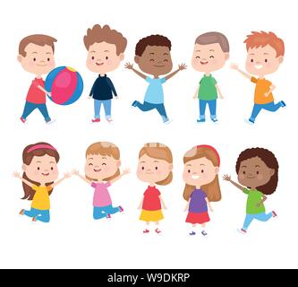 Les enfants s'amuser et caricatures smiling Illustration de Vecteur