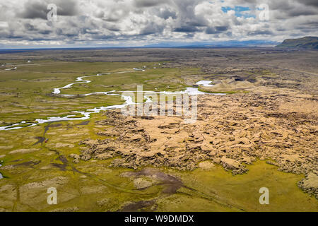 Paysage de lave Eldhraun, Côte Sud, Islande Banque D'Images