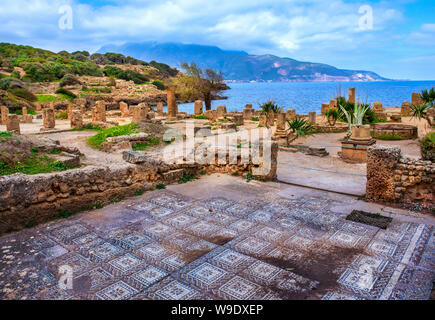 L'Algérie, Ville Tipazza, ruines romaines de Tipazza City, mosaïque Banque D'Images