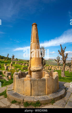 L'Algérie, Djemila City, ruines romaines de Djemila City, l'UNESCO, W.H. Fontaine , le long du Cardo Maximus Banque D'Images