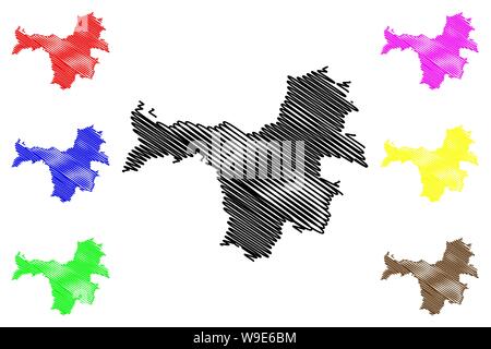 La région de Nzerekore (subdivisions de la Guinée, Guinée Conakry, Guinée française) map vector illustration, scribble sketch carte de Nzerekore Illustration de Vecteur