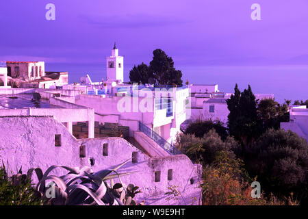 La vieille ville de Sidi Bou Saïd, Tunisie Banque D'Images