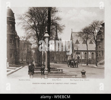 Chicago, Illinois, USA, dans les années 1890. Dearborn Avenue, au nord de la rue Chestnut. À partir de l'ouvrage Les États-Unis d'Amérique - une centaine d'illustrations à partir de négatifs Albertype récente de la plupart des scènes de notre pays, publié en 1893. Banque D'Images