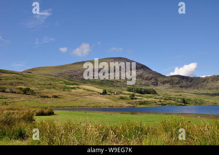 Der Voir Llyn Cwmystradllyn in den Bergen von Wales in der Nähe von Porthmadog Banque D'Images