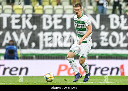 Michal Nalepa de Pagan Gdansk vu en action au cours de la PKO Ekstraklasa match de championnat entre Pagan Gdansk et Jagiellonia Bialystok.(score final ; Pagan Gdansk 1:1 Jagiellonia Bialystok). Banque D'Images