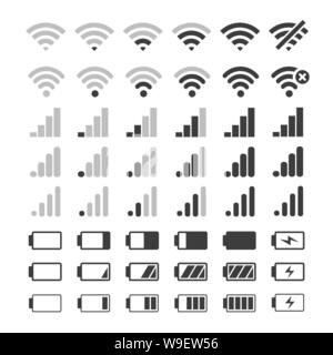 Signal téléphonique et icônes de batterie Illustration de Vecteur