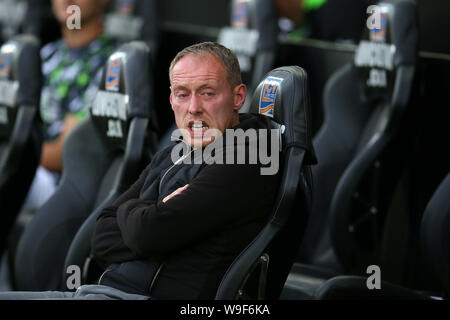 Swansea, Royaume-Uni. Août 13, 2019. Steve Cooper, le manager de Swansea City regarde sur. Carabao tasse tasse EFL, 1er tour, match Swansea City v Northampton Town au Liberty Stadium de Swansea, Pays de Galles du Sud le mardi 13 août 2019. Cette image ne peut être utilisé qu'à des fins rédactionnelles. Usage éditorial uniquement, licence requise pour un usage commercial. Aucune utilisation de pari, de jeux ou d'un seul club/ligue/dvd publications. Photos par Andrew Andrew/Verger Verger la photographie de sport/Alamy live news Crédit : Andrew Orchard la photographie de sport/Alamy Live News Banque D'Images