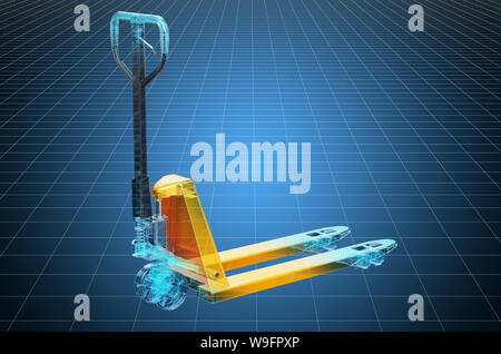 3d visualisation cad modèle de transpalette hydraulique, de renouveau. Le rendu 3D Banque D'Images