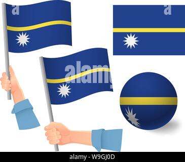 Drapeau Nauru dans la main. Ballon drapeau. Drapeau national de Nauru vector illustration Illustration de Vecteur