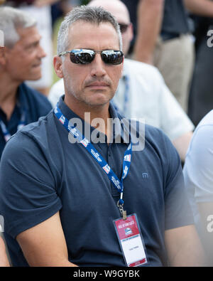 Derek Jeter des Yankees et venir à Cooperstown pour applaudir les intronisations au Temple de la renommée(y compris d'anciens coéquipiers - Mariano Rivera & Mike Mussina) Banque D'Images