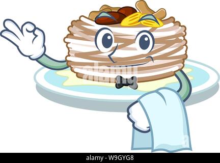 Waiter kataifi avec isolés dans la mascot Illustration de Vecteur