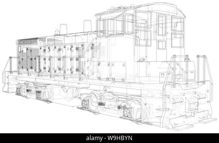 Technique de la machine Locomotive de fil de fer. Format EPS10. Vecteur créé de 3d Illustration de Vecteur