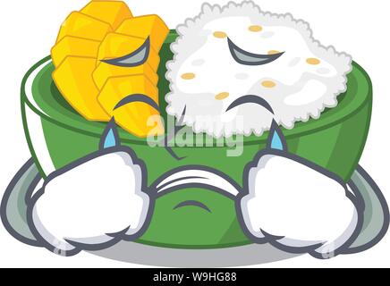 Pleurer mango sticky rice dans la caricature Illustration de Vecteur