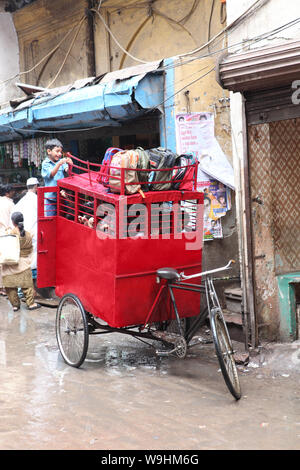 Schoolchildren in a school rickshaw, India Stock Photo