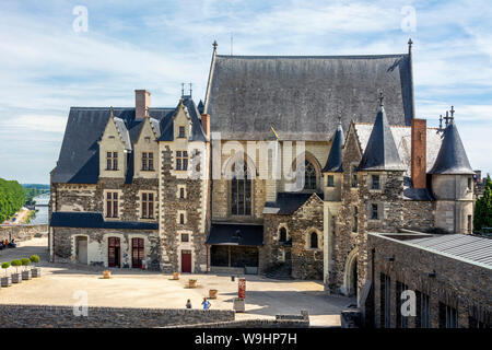 Angers.Vue sur la chapelle et la résidence royale dans le château, dans le Maine et Loire, Pays de la Loire, France Banque D'Images