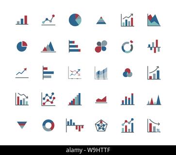 Business Graph Télévision Icon Set Illustration de Vecteur
