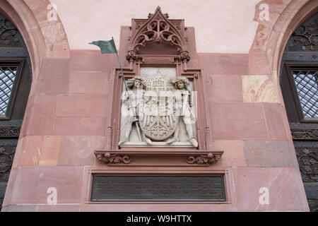 Détails sur façade de l'Hôtel de ville ; Romer Romerberg Square ; Francfort, Allemagne Banque D'Images