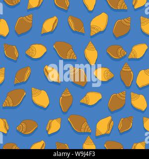 Les coquillages vector pattern transparente sur un fond bleu Illustration de Vecteur