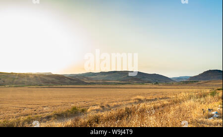 Beaux paysages siciliens au coucher du soleil, Caltanissetta, Sicile, Italie, Europe Banque D'Images