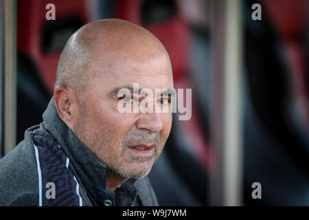 Sao Paolo, Brésil. 10 août, 2019. Jorge Sampaoli pendant le jeu entre Sao Paulo et Santos, match valide pour le Championnat du Brésil 2019, au Morumbi Stadium. (Photo par Thiago Bernardes/Pacific Press) Credit : Pacific Press Agency/Alamy Live News Banque D'Images