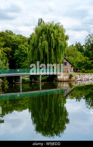 Amiens, France : Parc Saint-Pierre avec Somme, août 2019. Le parc populaire est proche de la cuisine médiévale, Hortillonages Gardens est la ville Banque D'Images