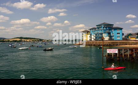 L'estuaire de l'Exe à l'entrée du port d'Exmouth. Banque D'Images