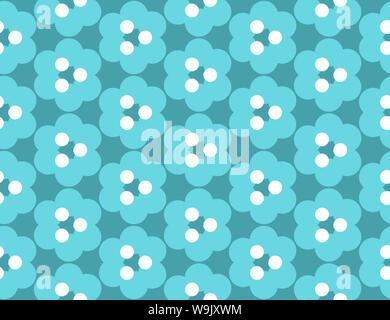 Motif géométrique parfaite. Turquoise en forme de fleurs et de points blancs. Banque D'Images