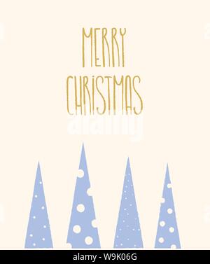 Joyeux Noël avec des pins de la carte Illustration de Vecteur
