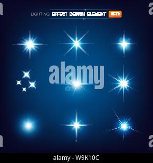 L'effet d'éclairage et de particules scintillantes étoiles flare élément design transparent vector illustration Illustration de Vecteur