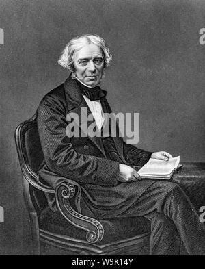 Michael Faraday (1791-1867), gravure portrait, 1859 Banque D'Images