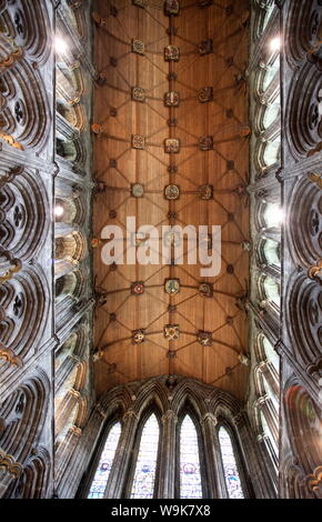 L'intérieur de toit en bois de choeur, Sainte-mangouste, cathédrale de Glasgow, Ecosse, Royaume-Uni, Europe Banque D'Images