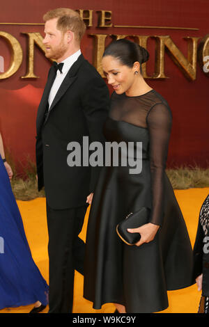 La première européenne de 'Le Roi Lion' qui s'est tenue à l'odéon Luxe, Leicester Square - Arrivées comprend : Meghan, duchesse de Sussex, Meghan Markle, S.A.R. le duc de Harry, Sussex, où : Londres, Royaume-Uni Quand : 14 juillet 2019 Photo : Mario Mitsis/WENN.com Banque D'Images