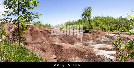 Les BADLANDS de Cheltenham en été à Caledon, Ontario, Canada. "Badlands" est un terme géologique pour une zone de roches tendres dépourvus de végétation et de sol co Banque D'Images