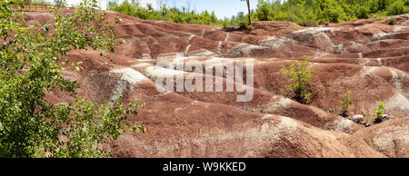 Les BADLANDS de Cheltenham en été à Caledon, Ontario, Canada. "Badlands" est un terme géologique pour une zone de roches tendres dépourvus de végétation et de sol co Banque D'Images