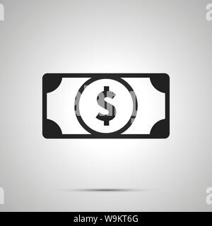 Résumé de l'argent avec des billets en dollar, simple icône noire avec ombre Illustration de Vecteur