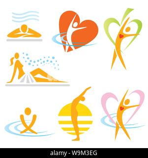 Ensemble de yoga spa massage santé d'icônes. Vector disponibles. Illustration de Vecteur
