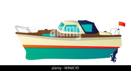 Bateau de vitesse vectorielle, yacht over white background Illustration de Vecteur