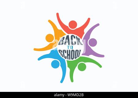 Groupe d'étudiants de l'école. Logo Vector Illustration de Vecteur
