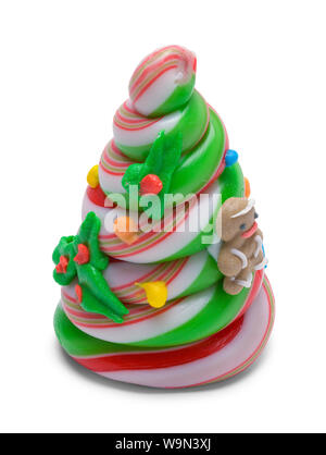 Canne de Noël arbre isolé sur fond blanc. Banque D'Images