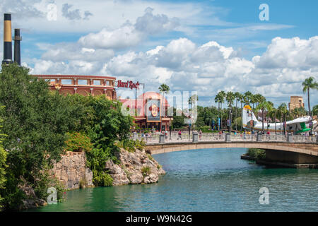 Orlando, Floride. 07 août, 2019. Vue partielle de Hard Rock Cafe et CityWalk à Universal Studios Area. Banque D'Images