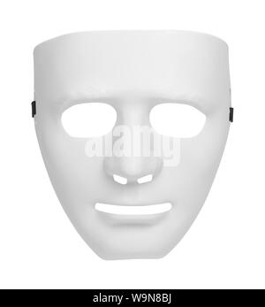 Masque de théâtre blanc isolé sur fond blanc. Banque D'Images