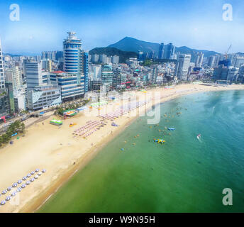 Aeril Voir l'été ensoleillé de Gwangalli Beach, Busan, Corée du Sud, en Asie. Banque D'Images