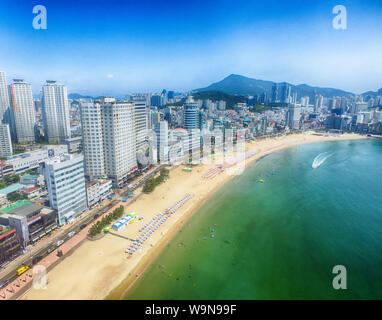 Aeril Voir l'été ensoleillé de Gwangalli Beach, Busan, Corée du Sud, en Asie. Banque D'Images